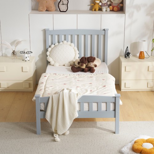 Twin single layer wooden bed - wooden,
