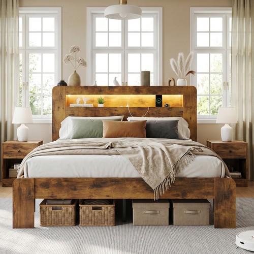 Rustic queen bed - frame, storage