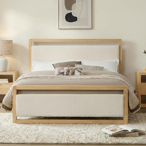 Stylish wood bed frame - bed,