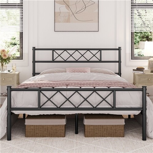 Metal bed frame - bed, slatted