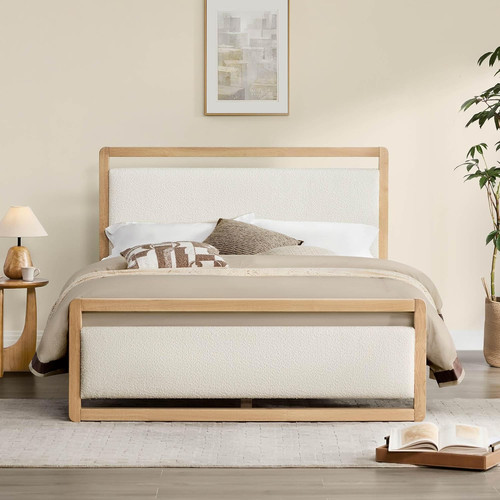 Wood bed frame with headboard - wood,