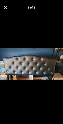 Black faux leather tufted - black,