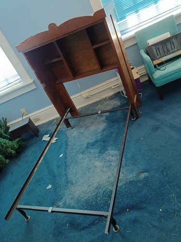 Single wooden bed frame with - bed,